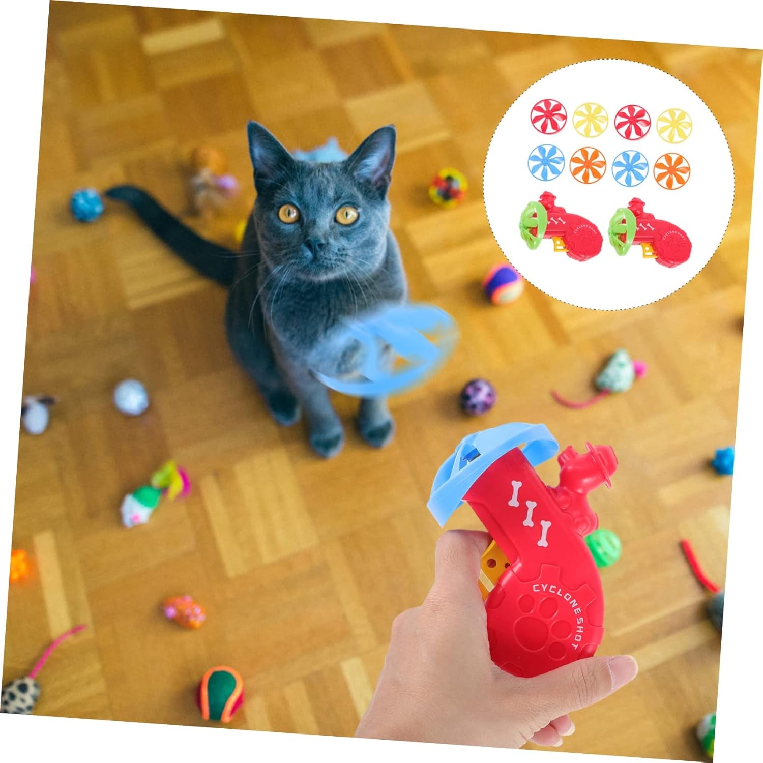 2Pcs Funny Cat Toy Set Flying Saucer Shooter Cat Toy for Boy Toy Disk Launcher Toy Interactive Dog Toy Boys Suits Outdoor Toy Chew Toys for Kids Brain Toy to Rotate Abs Sports Pet