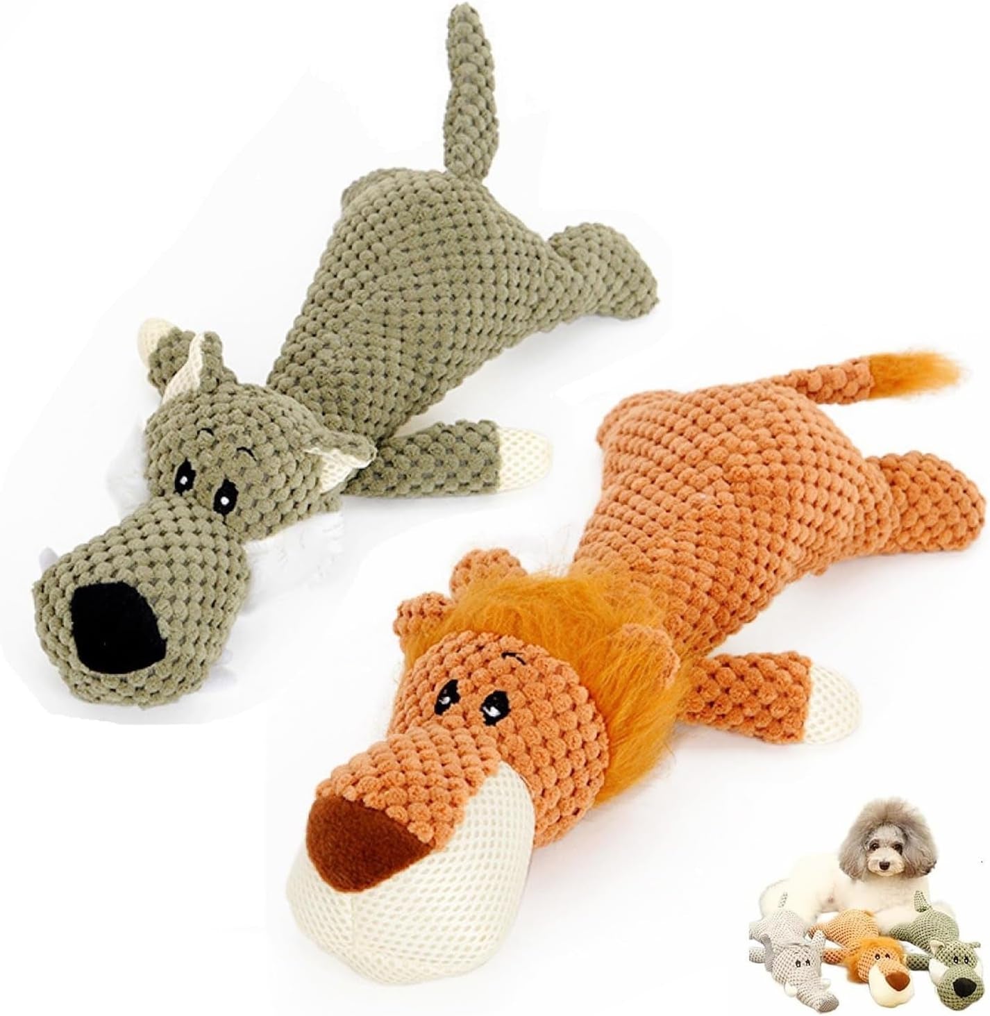 2024 New Robust Animal Designed for Heavy Chewers-【Large Size】-Indestructible Robust Dogs Toys, Durable Squeaky Dog Toys for Heavy Chewers, Plush Dog Toy, Interactive Dog Toys for Boredom (G-3PCS)