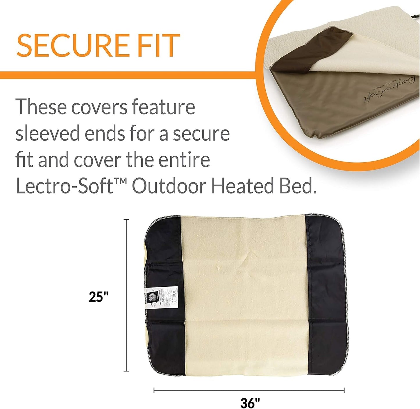 K&H Pet Products Lectro-Soft Outdoor Heated Pad Replacement Cover Fleece Large 25 X 36 Inches