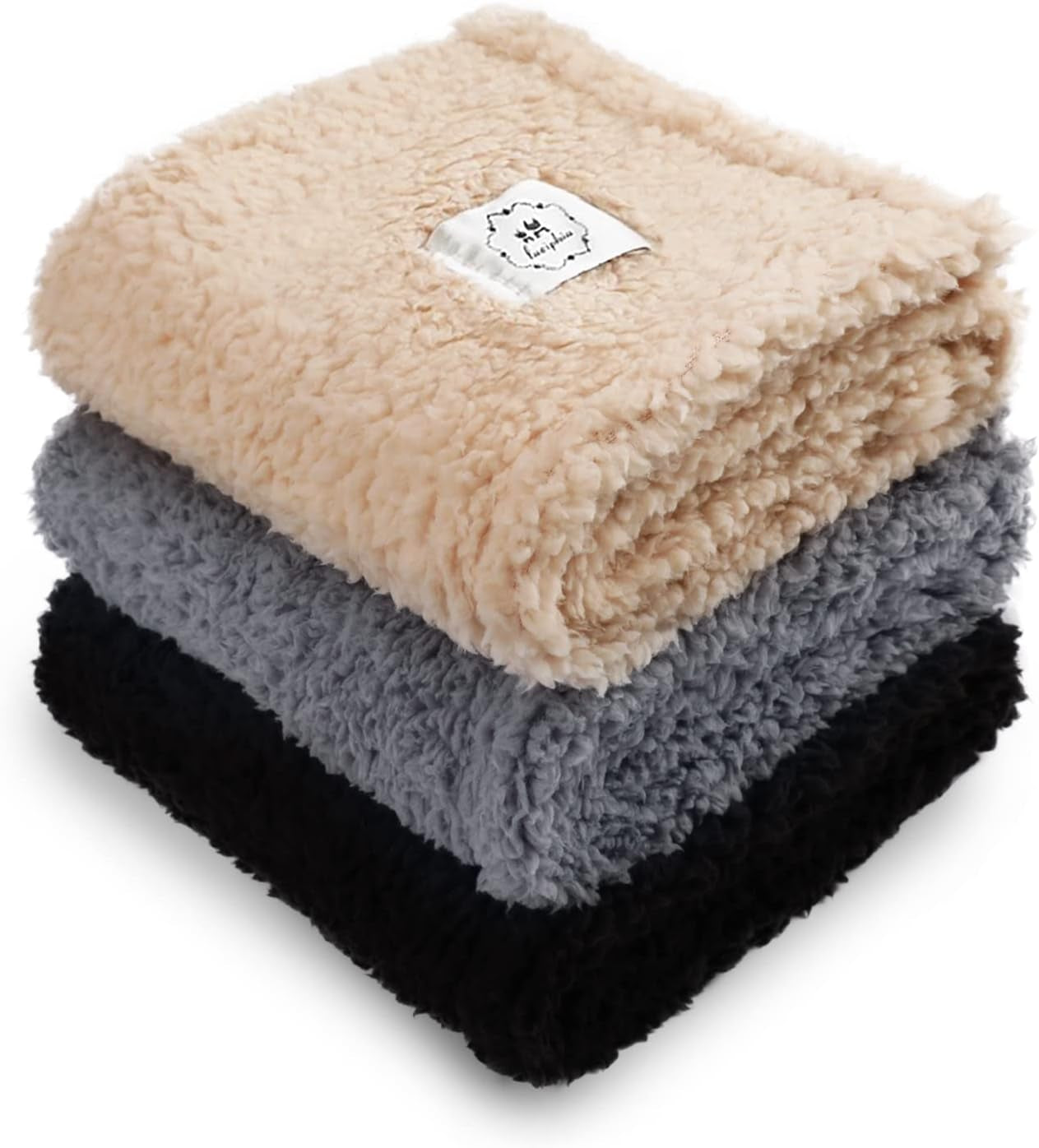 1 Pack 3 Calming Blankets Fluffy Premium Fleece Pet Blanket Soft Sherpa Throw for Dog Puppy Cat Black Small (23”X16'')