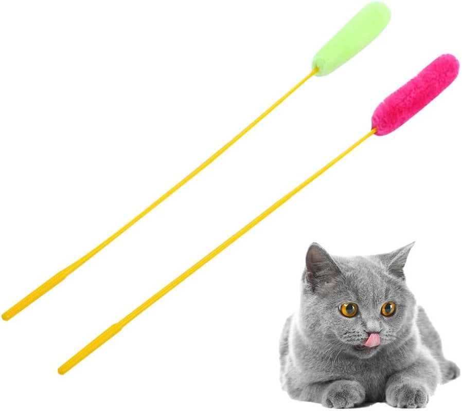 10Pcs Plush String Toy Training Wand Cat Interactive Plush Wand Toy Funny Stick Teaser for Cat Kitten (Random Color)- Dog Toy