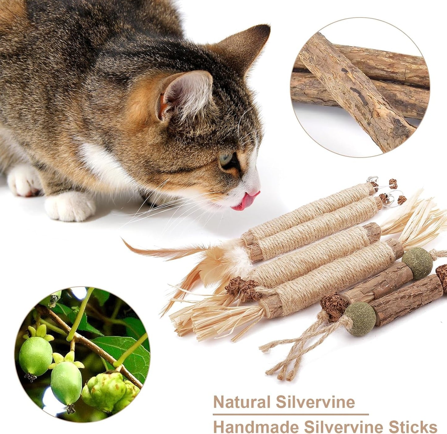 12 Pack Natural Silvervine Sticks Cat Chew Toy for Teeth Cleaning Matatabi Chew Sticks for Cat Kitten Kitty