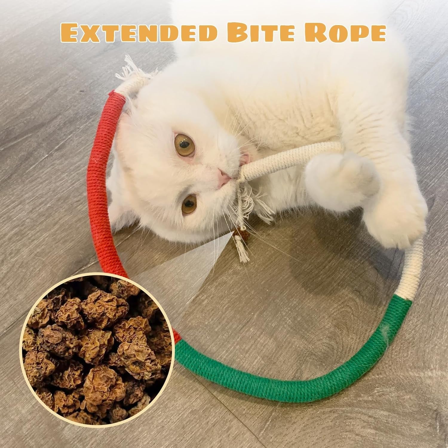 3 Pack Catnip Toys,Interactive Cat Rope Toys with Silvervine Fruit,Natural Catnip Kittens Cat Chew Toy for Teeth Cleaning,Interactive Cat Dental Toy for Cats Kittens