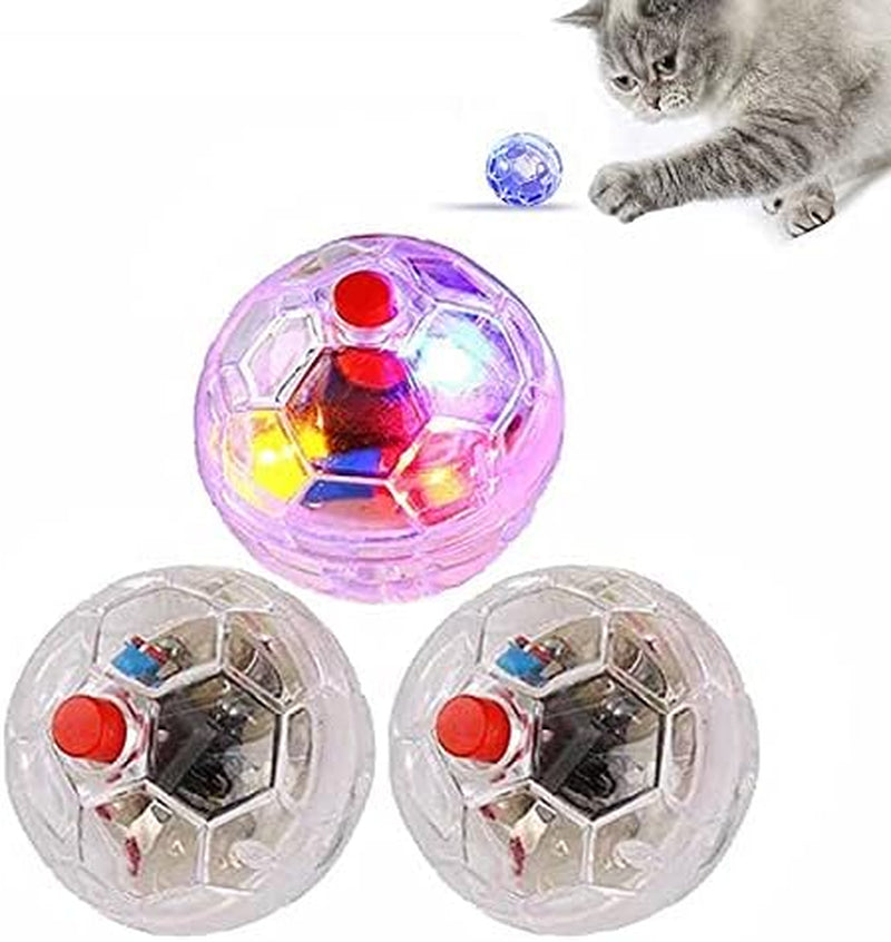 3PCS Light up Cat Balls,Ghost Hunting Cat Ball,Motion Light up Cat Dog Interactive Toys, Pet Glowing Mini Running Exercise Ball Toys for Animals