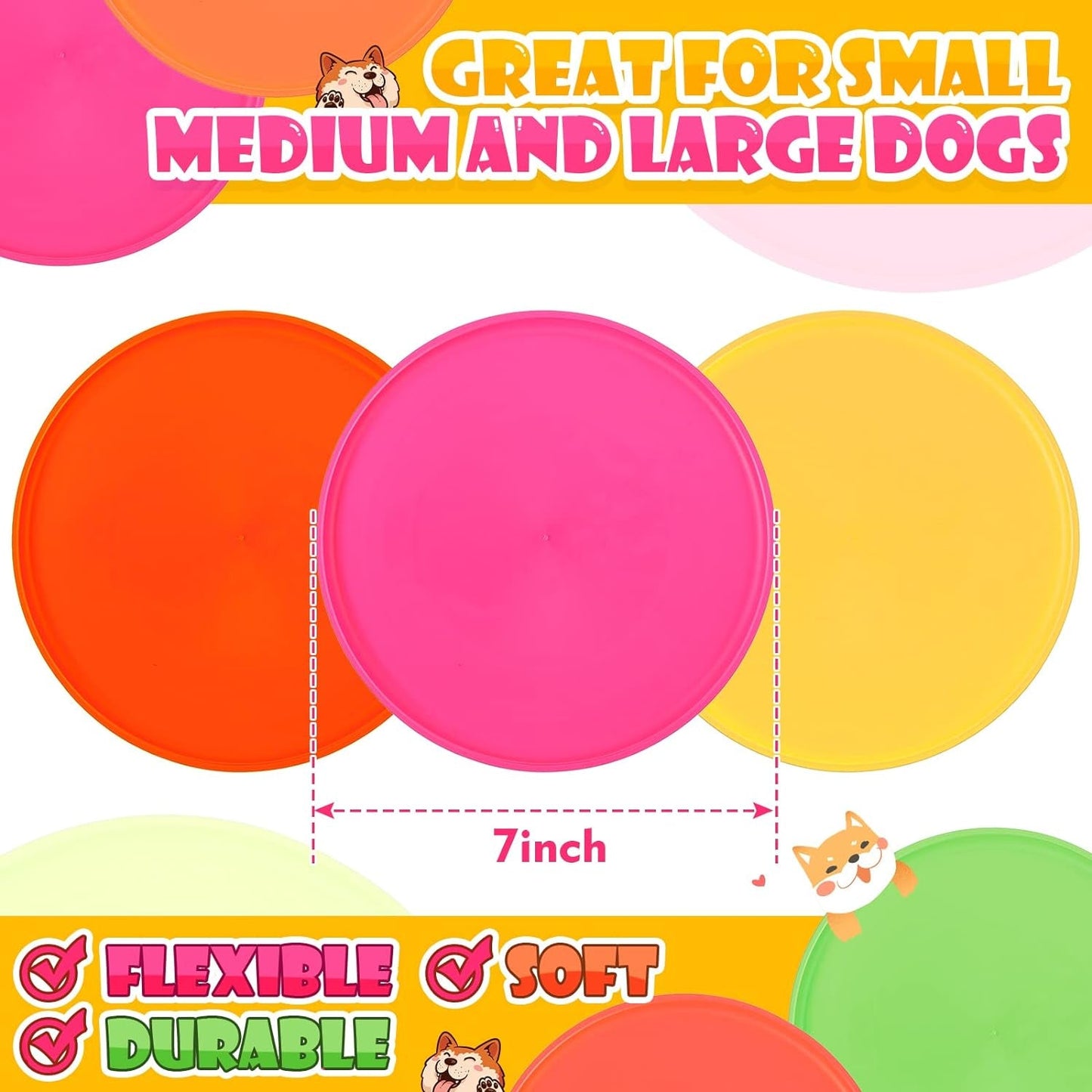 15 Pack Dog Flying Disc Silicone Puppy Flyer Toy Soft Dog Floating Saucer Indestructible React Faster Training Interactive Toys for Small Medium Dog Puppy Outdoor Sport Toys, 5 Colors