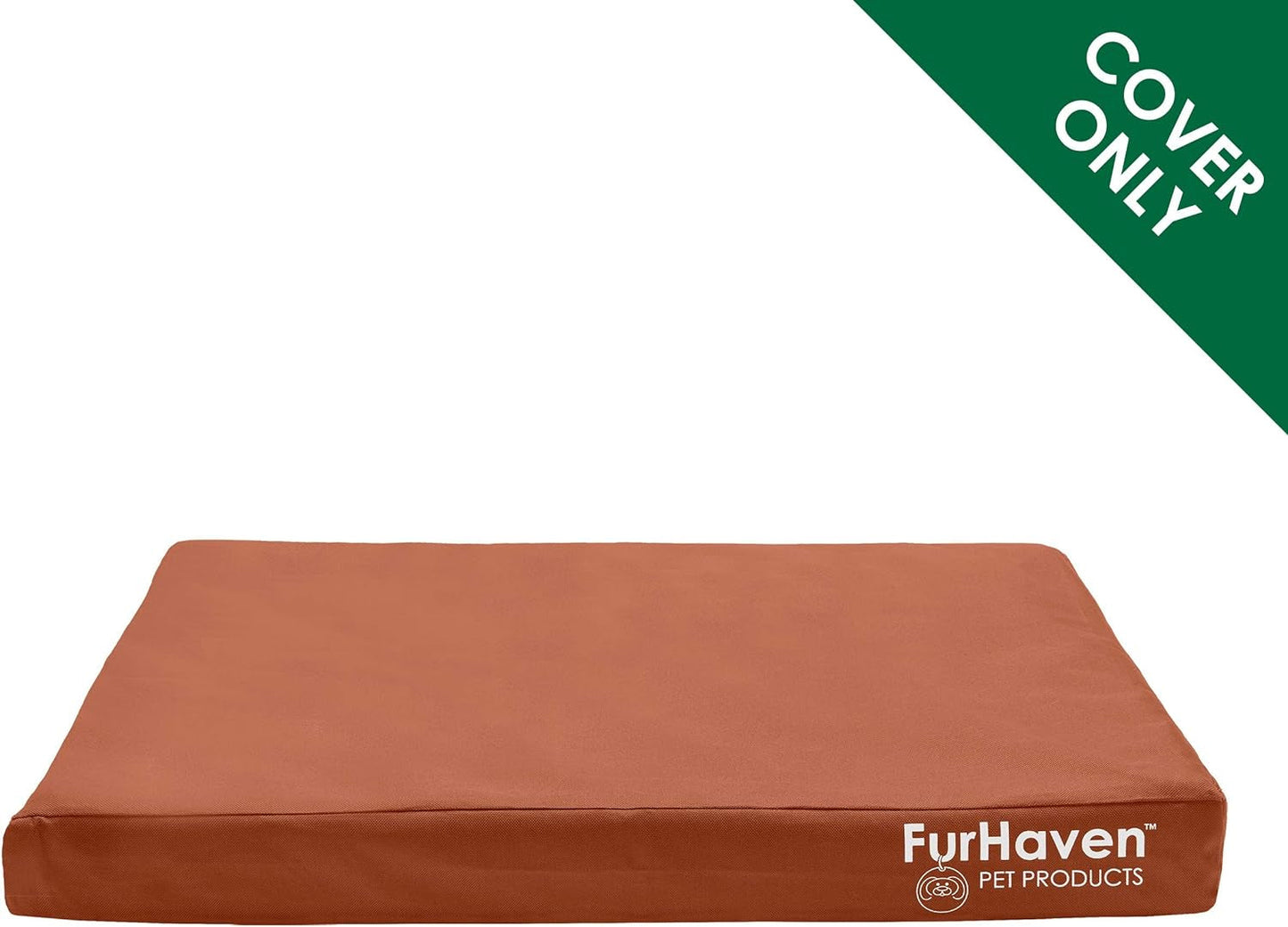 Furhaven Replacement Dog Bed Cover Water-Resistant Indoor/Outdoor Logo Print Oxford Polycanvas Mattress, Washable - Chestnut, Jumbo (X-Large)