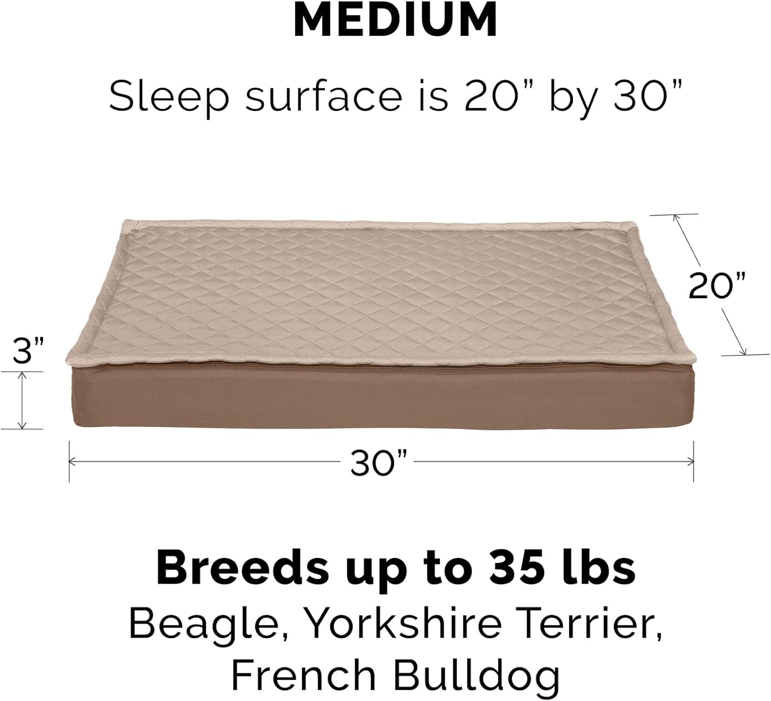 Furhaven Replacement Dog Bed Cover Water-Resistant Indoor/Outdoor Quilt Top Convertible Mattress, Washable - Sand, Medium