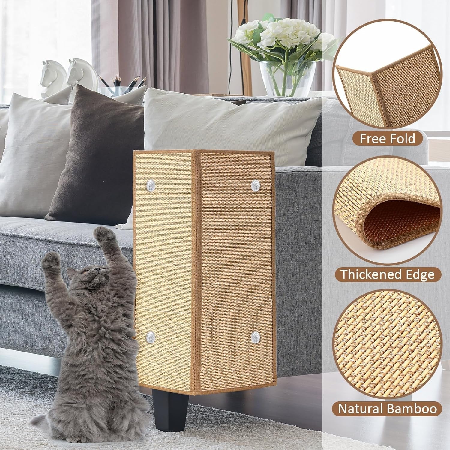 2 Pcs 23.6 X 15.7 Inch Cat Scratch Furniture Protector Cat Scratch Mat with Helical Nails Couch Cat Scratch Protector Couch Covers for Cats Pet Scratching Pads for Indoor Couch, Sofa, Carpet