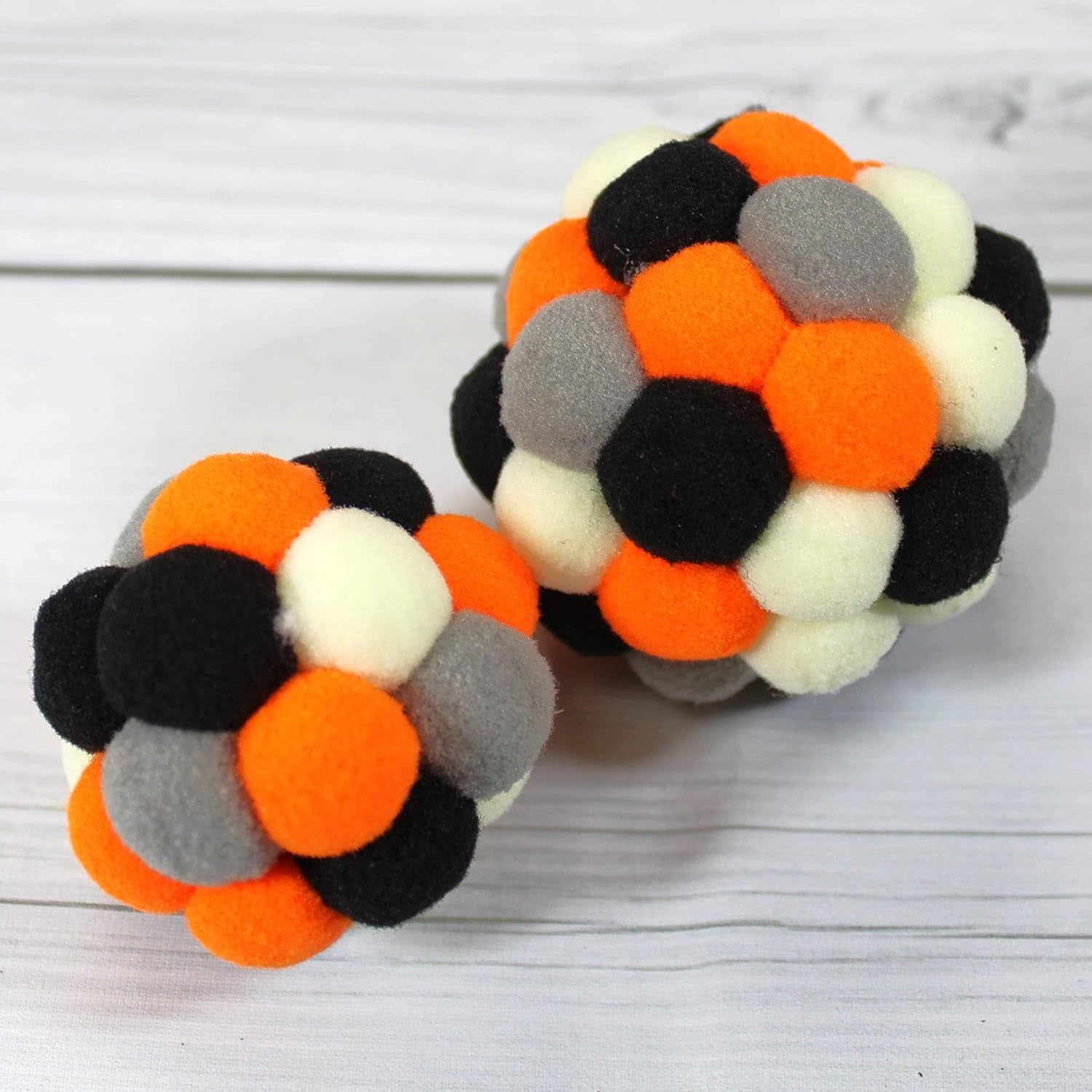 Kitty Catnip Toys Puff Puff Felt Balls with Jingle Bells, Interactive Felt Cat Toy.