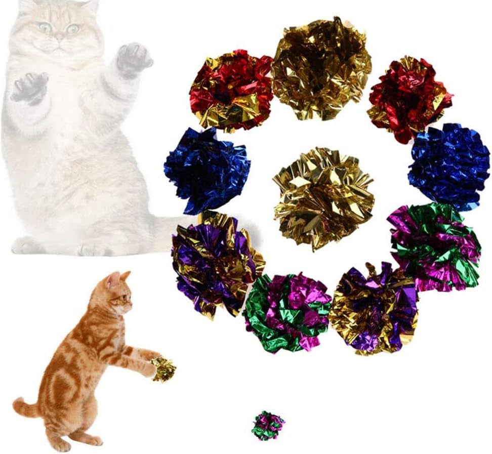 25 Pack Original Mylar Crinkle Balls Cat Toys（Random Color）