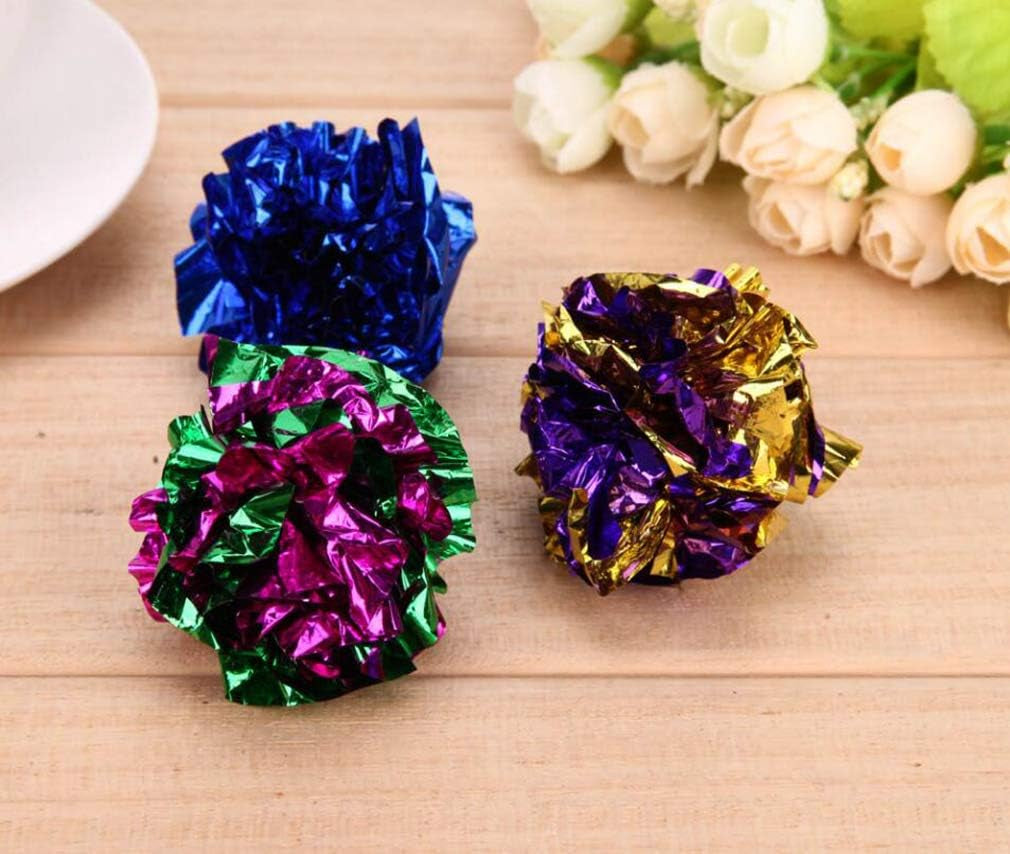 25 Pack Original Mylar Crinkle Balls Cat Toys（Random Color）