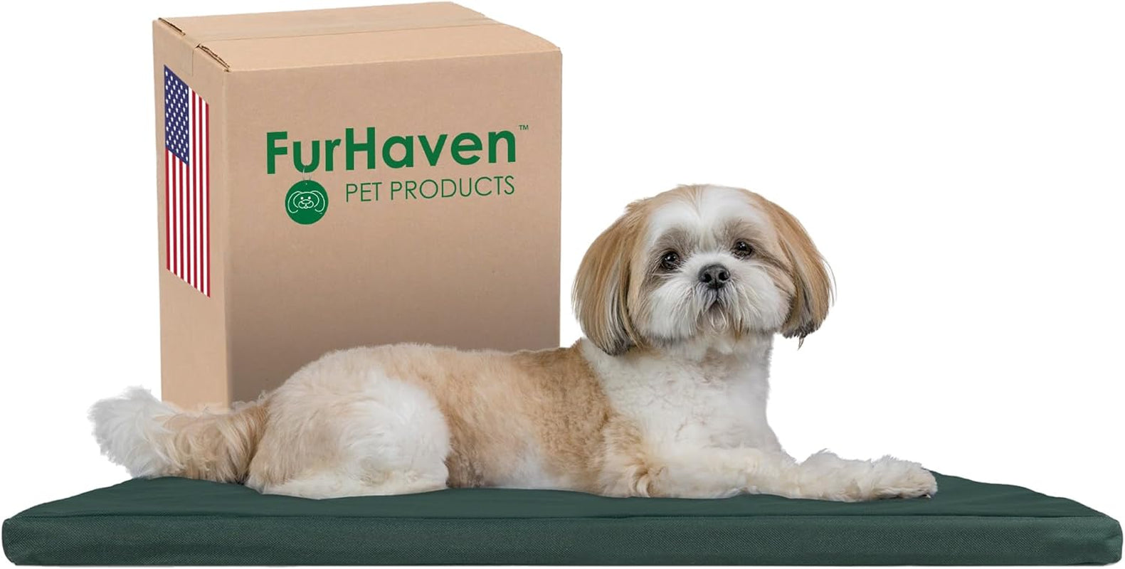 Furhaven Water-Resistant Dog Bed for Extra Small Dogs W/ Removable Washable Cover, Perfect for Crates & Kennels, for Dogs up to 12 Lbs - Two-Tone Reversible Crate Pad - Green/Gray, Extra Small