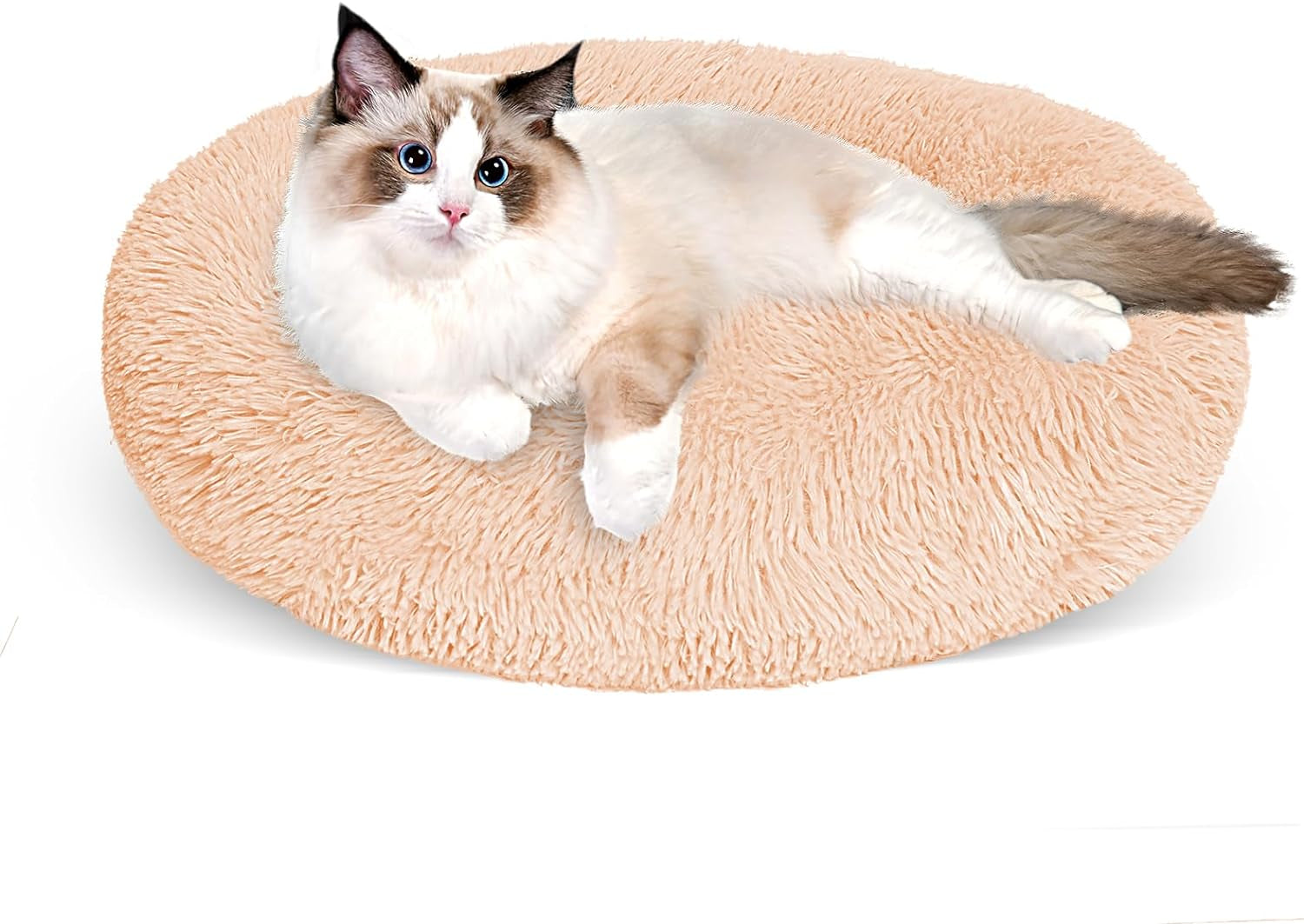 Dog Bed for Small Medium Large Dogs,27 Inch Calming Dogs Bed Machine Washable, Fluffy round Pet Bed Non-Slip, Calming Soft Plush Donut Cuddler Cushion Self Warming for Puppy and Kitten