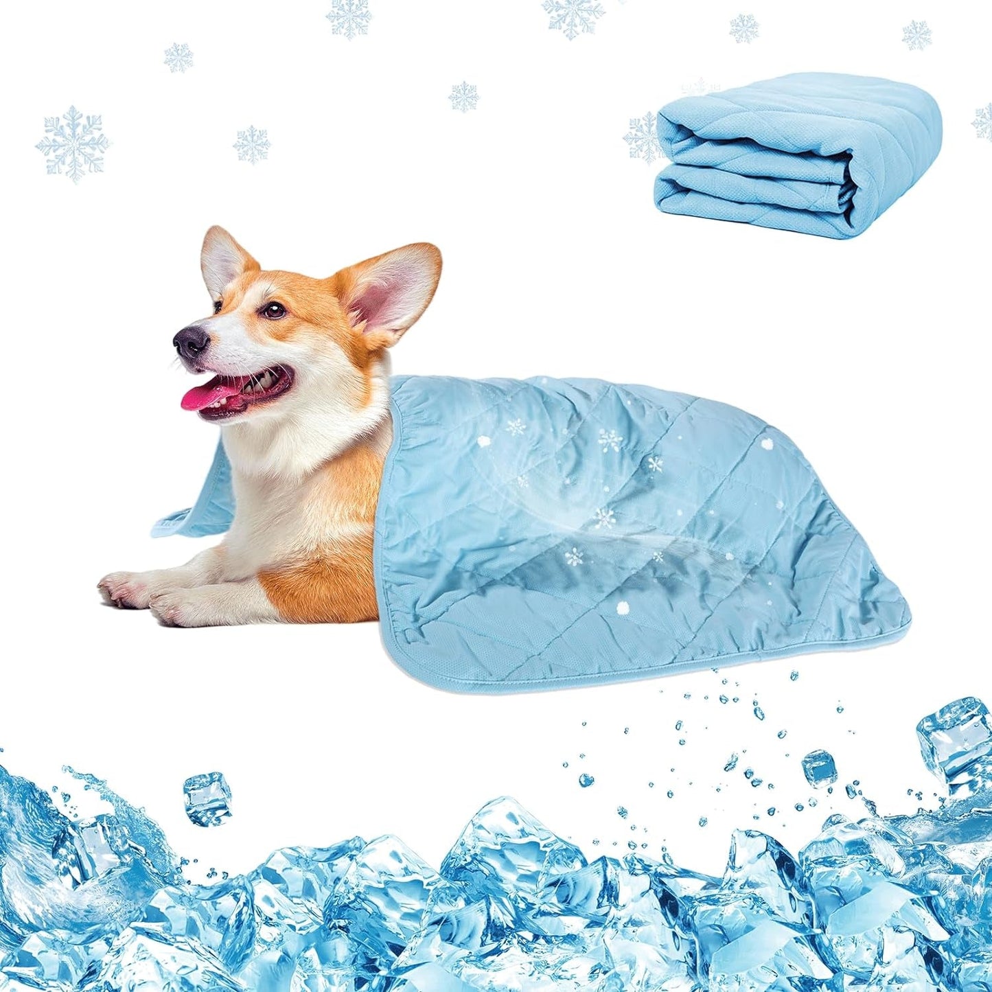 Dog Cooling Blanket - Lightweight & Washable Ice Silk Cotton Bed Blanket for Small Medium Large Dogs, Summer Sofa Pet Bed Cover Cooling Mat for Pets and Owner Sleep (Large 36"× 51")