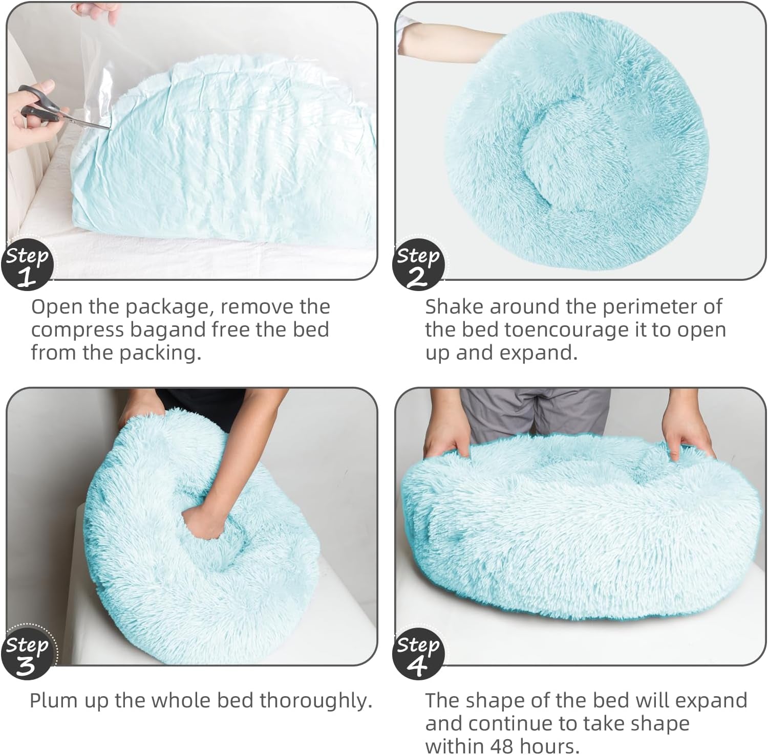 Dog Bed for Small Medium Large Dogs,27 Inch Calming Dogs Bed Machine Washable, Fluffy round Pet Bed Non-Slip, Calming Soft Plush Donut Cuddler Cushion Self Warming for Puppy and Kitten