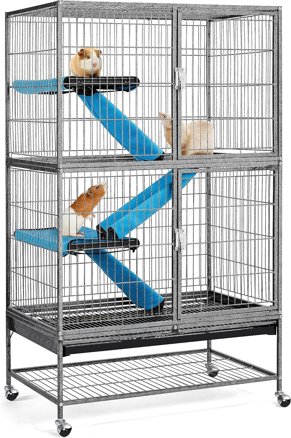 Yaheetech Metal Rolling Critter Nation Cage for Adult Rats/Ferrets/Chinchillas Small Animal Cage W/Removable Ramp & Platform Black