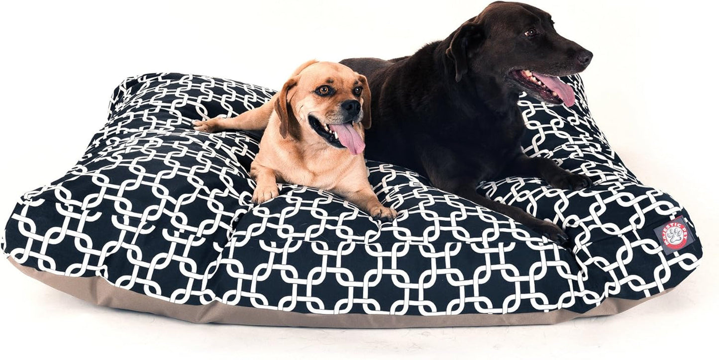 Black Links Extra Large Rectangle Indoor Outdoor Pet Dog Bed with Removable Washable Cover by Majestic Pet Products