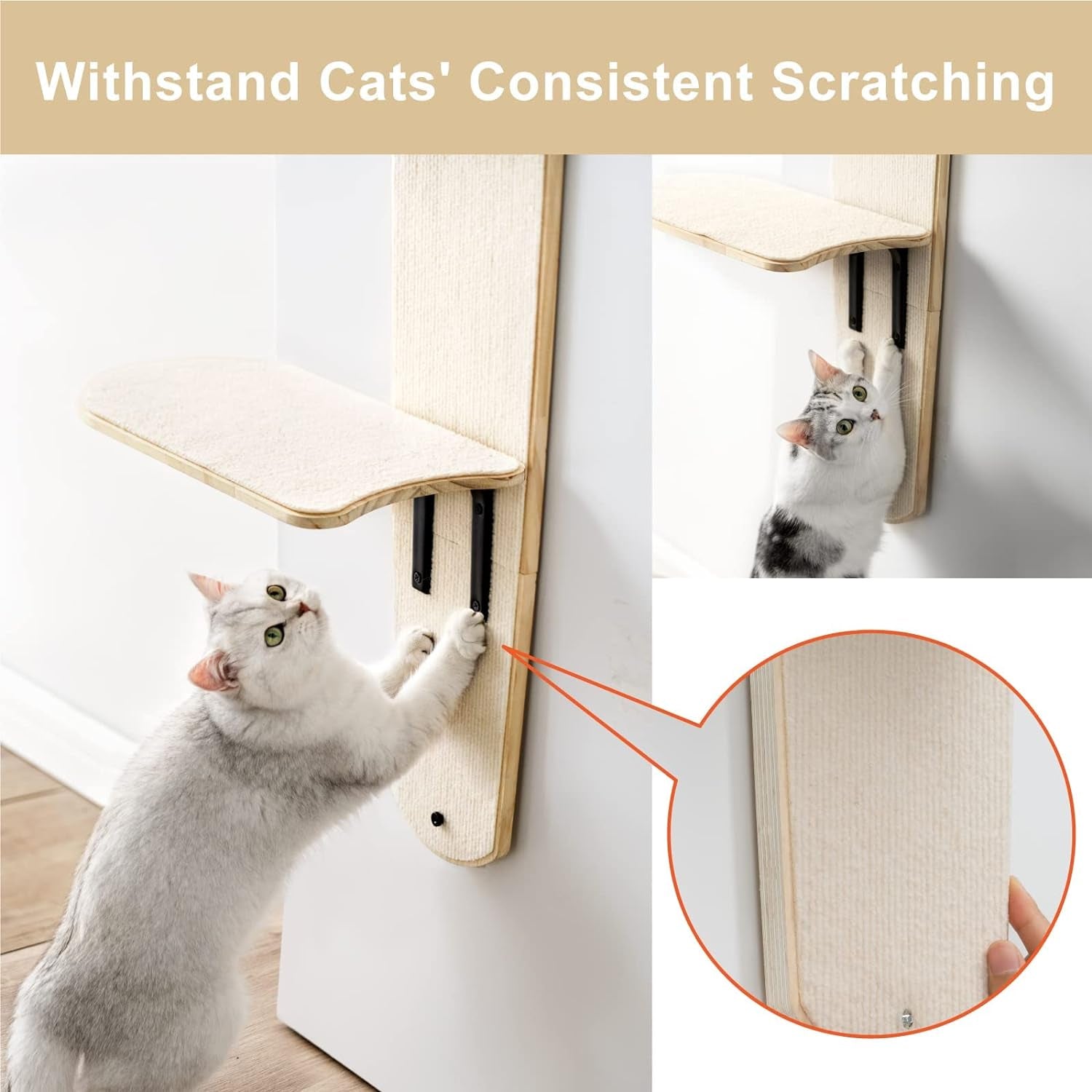 MEWOOFUN 4-Levels Door Hanging Cat Climber Door Mounted Vertical Cat Tree Tower with Carpeted Plank for Indoor Cats (Door Mounted-67.3" H X 22.3" L X 10.5”W)