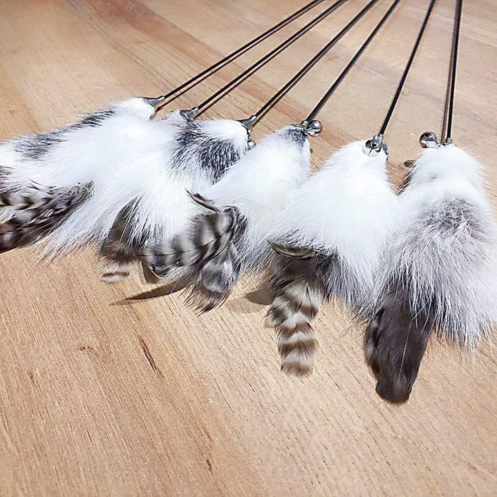 1Pc Cat Feather Toys, 27 Inch Long Cat Wand Toy Cat Teaser Stick Interactive Cat Toy Feather for Indoor Cats and Kitten