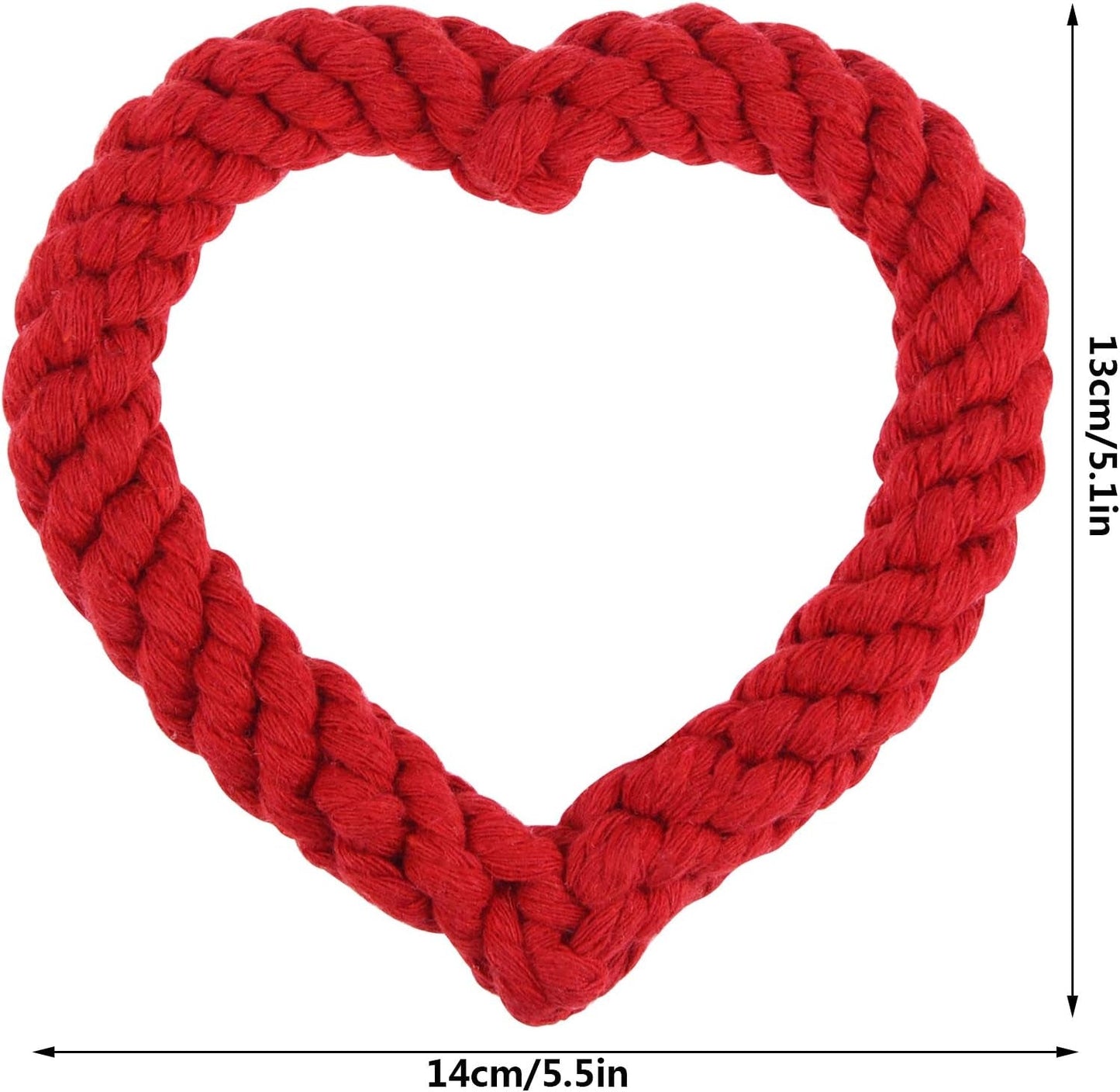 2 PCS Dog Chew Toys Heart Shaped Rope for Valentine'S Day Pets Cotton Chewing Supplies Pink & Red 5.5Inch