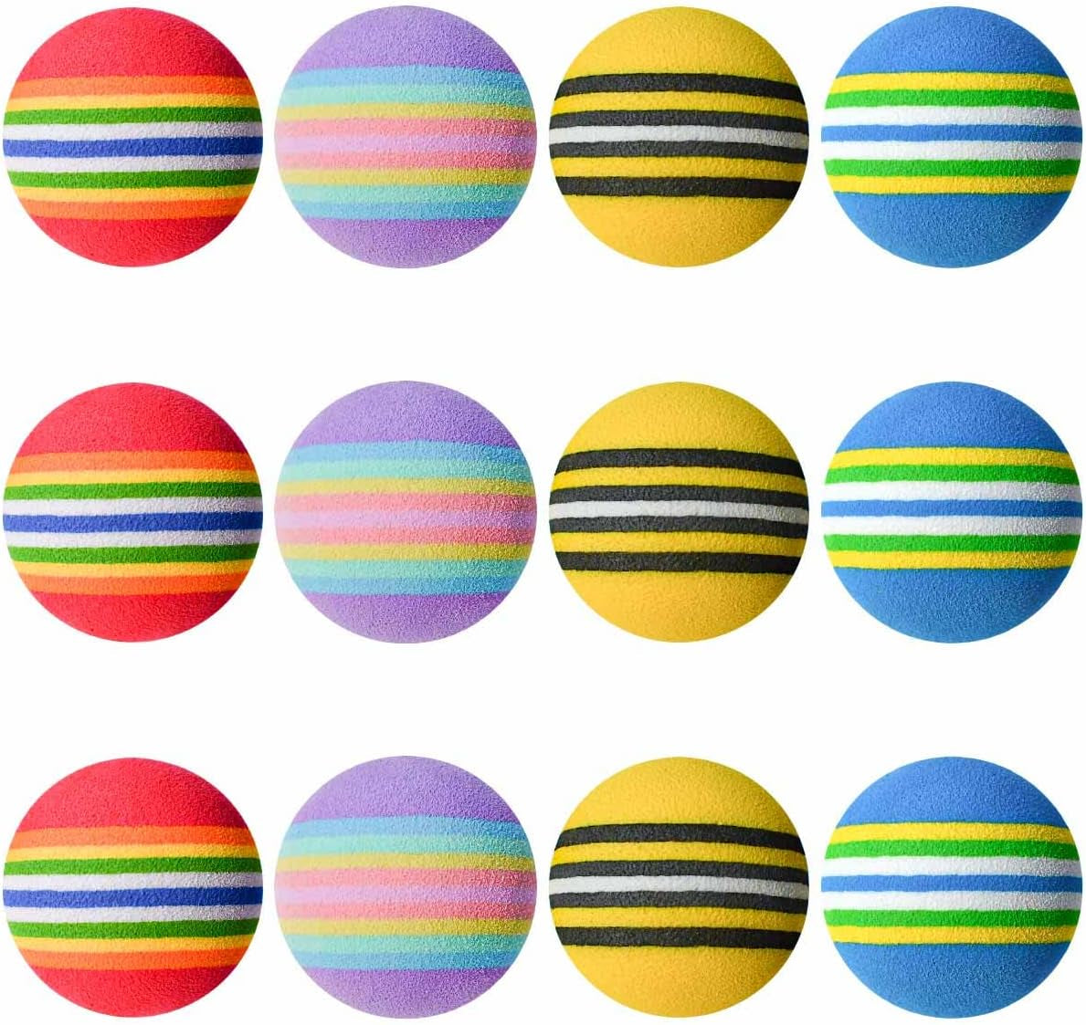 12 Pack Foam Cat Toy Balls Cat Foam Soccer Ball Pet Foam Ball Soft Cats Toys Sponge Balls Colorful Quiet Eva Interactive Toy Ball for Kitten Dog Puppy Indoor Activity Play Chase Training Chewing