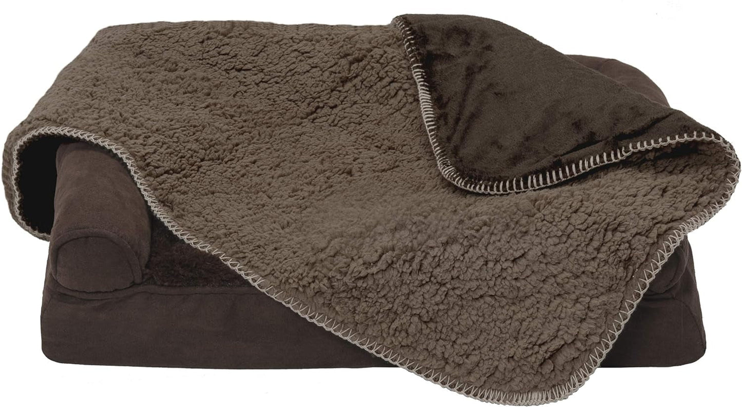 Furhaven Waterproof & Self-Warming Throw Blanket for Dogs & Indoor Cats, Washable & Reflects Body Heat - Terry & Sherpa Dog Blanket - Espresso, Small