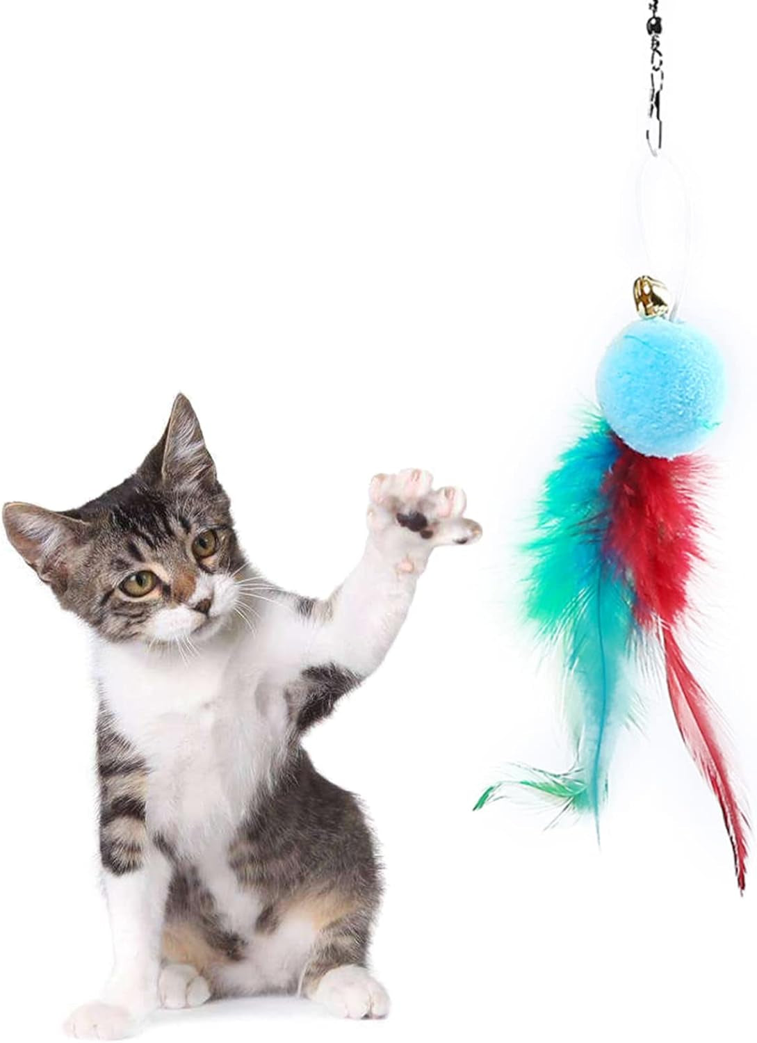 10 Packs Replacement Refill with Plush Ball & Bell for Interactive for Cat Catcher Toy Kitten Ambushing Playing