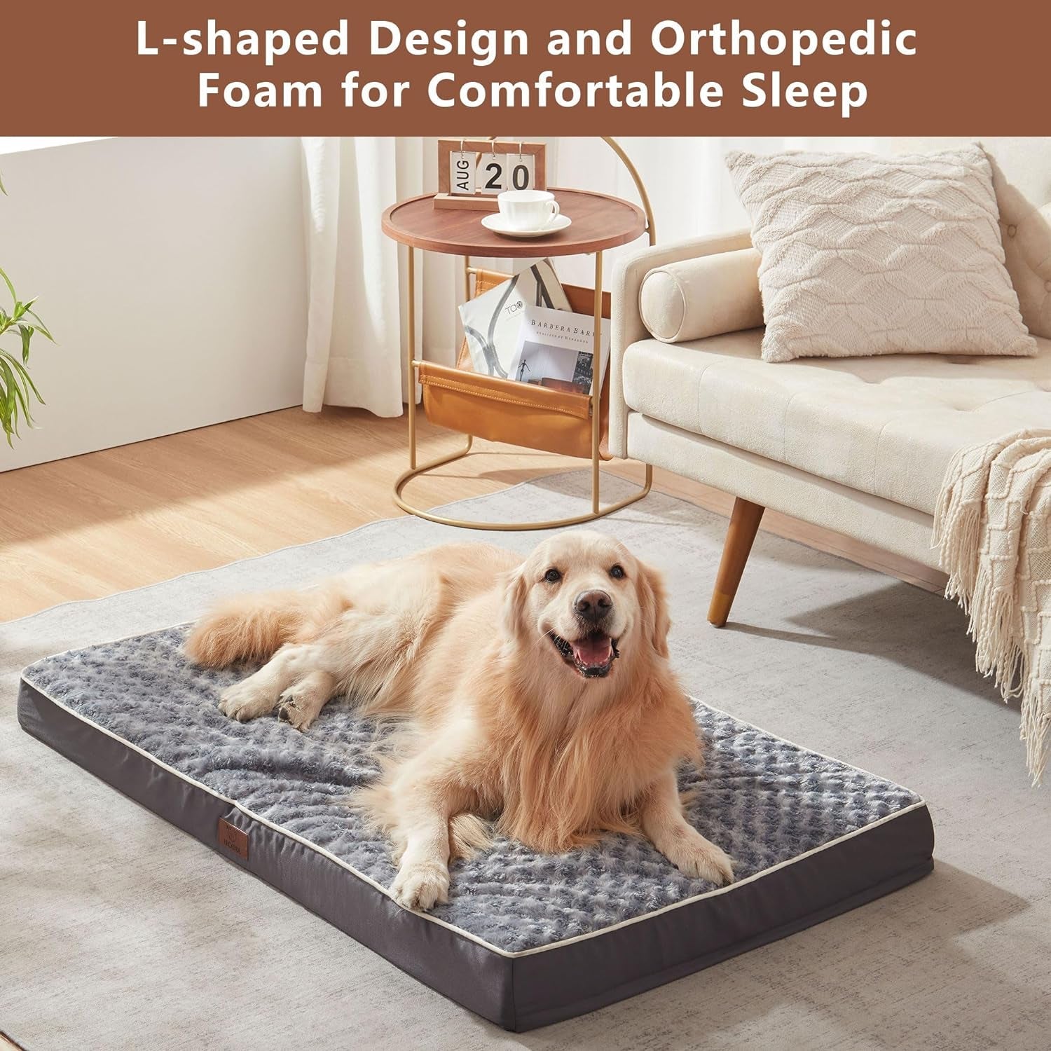 Dog Bed Medium Size Dog, Orthopedic Medium Dog Bed with Supportive Egg Crate Foam and Removable Waterproof Cover, Washable Pet Bed with Nonskid Bottom-30.0" L X 20.0" W X 3.0" Th