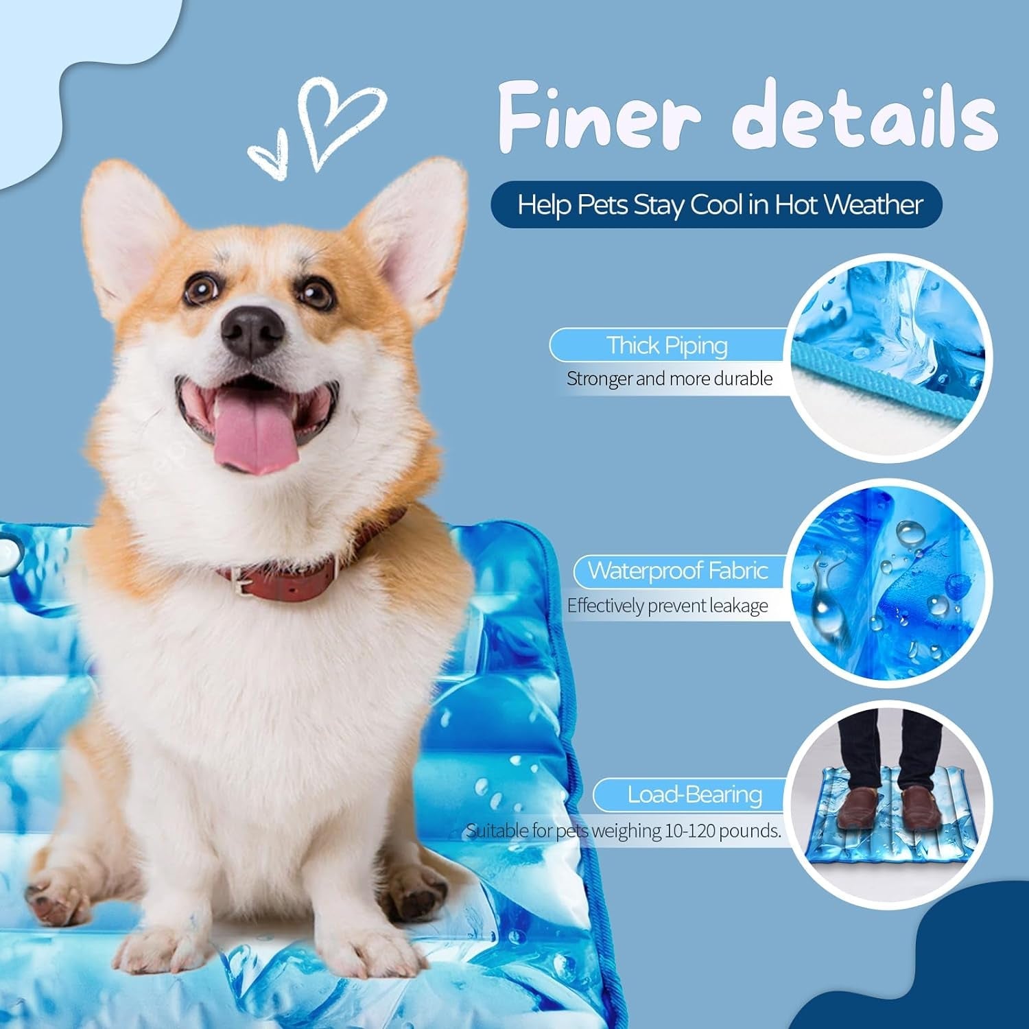 Dog Cooling Mat,Pet Cooling Mat for Dogs and Cats,Easy Washable,Suitable for All Types of Pets,Summer Keep Your Pet Cool (47.2X29.5In)