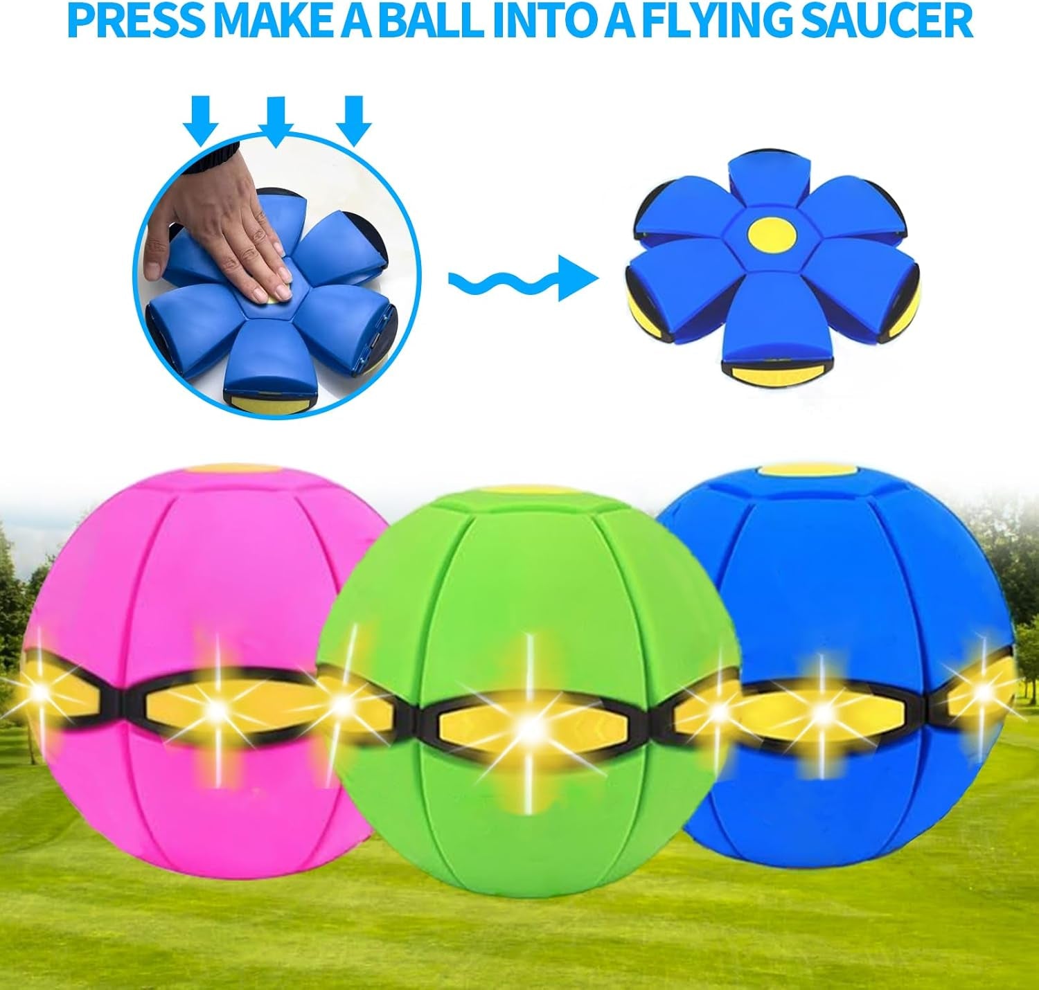 2PCS Dog Flying Disc Toy, Pet Toy Flying Saucer Ball with 3 Light for Dogs, Flying Saucer Ball Dog Toy Outdoor Toy Doggy Disc Ball, Outdoor Games