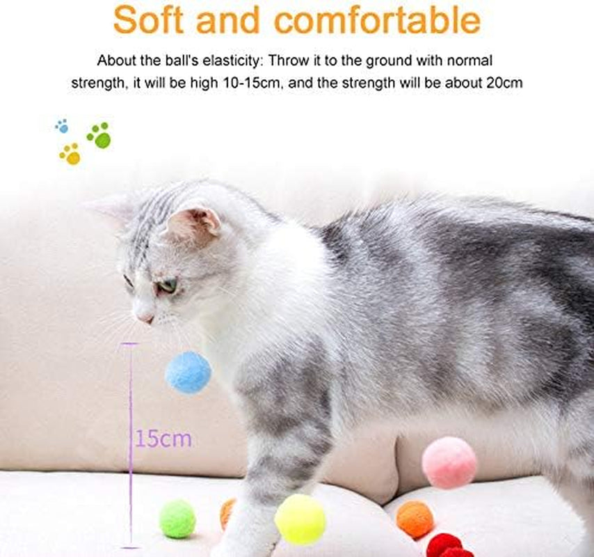 30 Pcs Cute Funny Cat Toys Stretch Plush Ball Soft Colorful Cat Toy Ball Interactive Cat Toys Kitten Toys Chew Toy