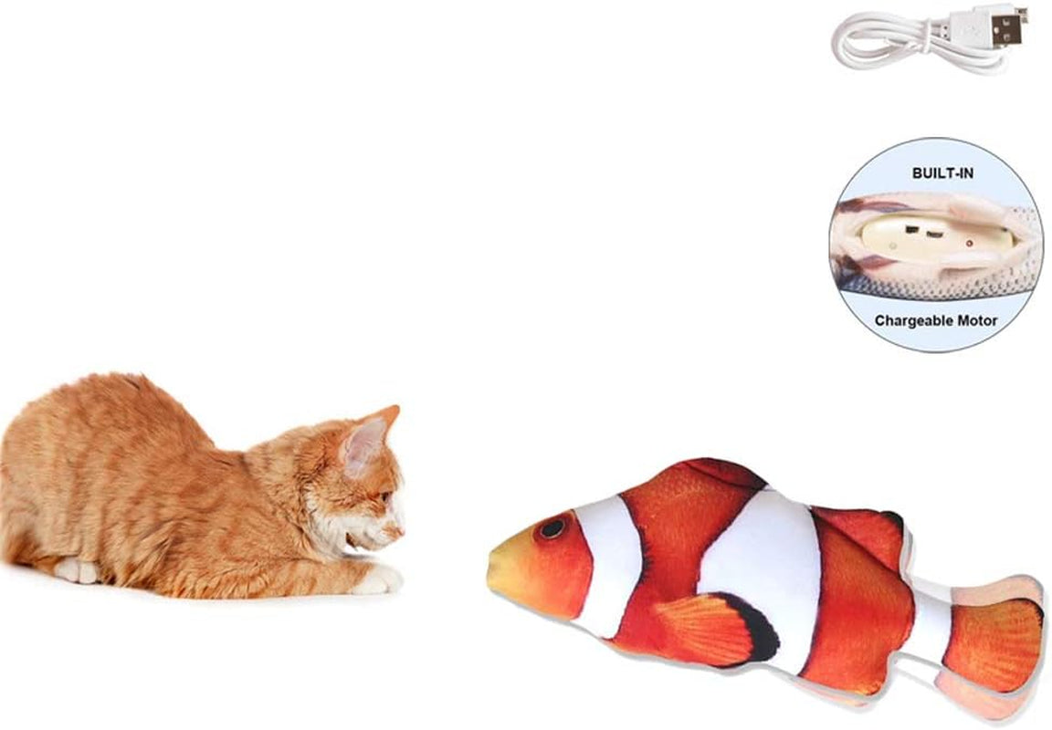 2PCS Plush Simulation Electric Doll Fish Automatic Flopping USB Rechargeable Cat Fish Toy Funny Interactive Pets Chew Bite Supplies for Cat Kitty Kitten (D)