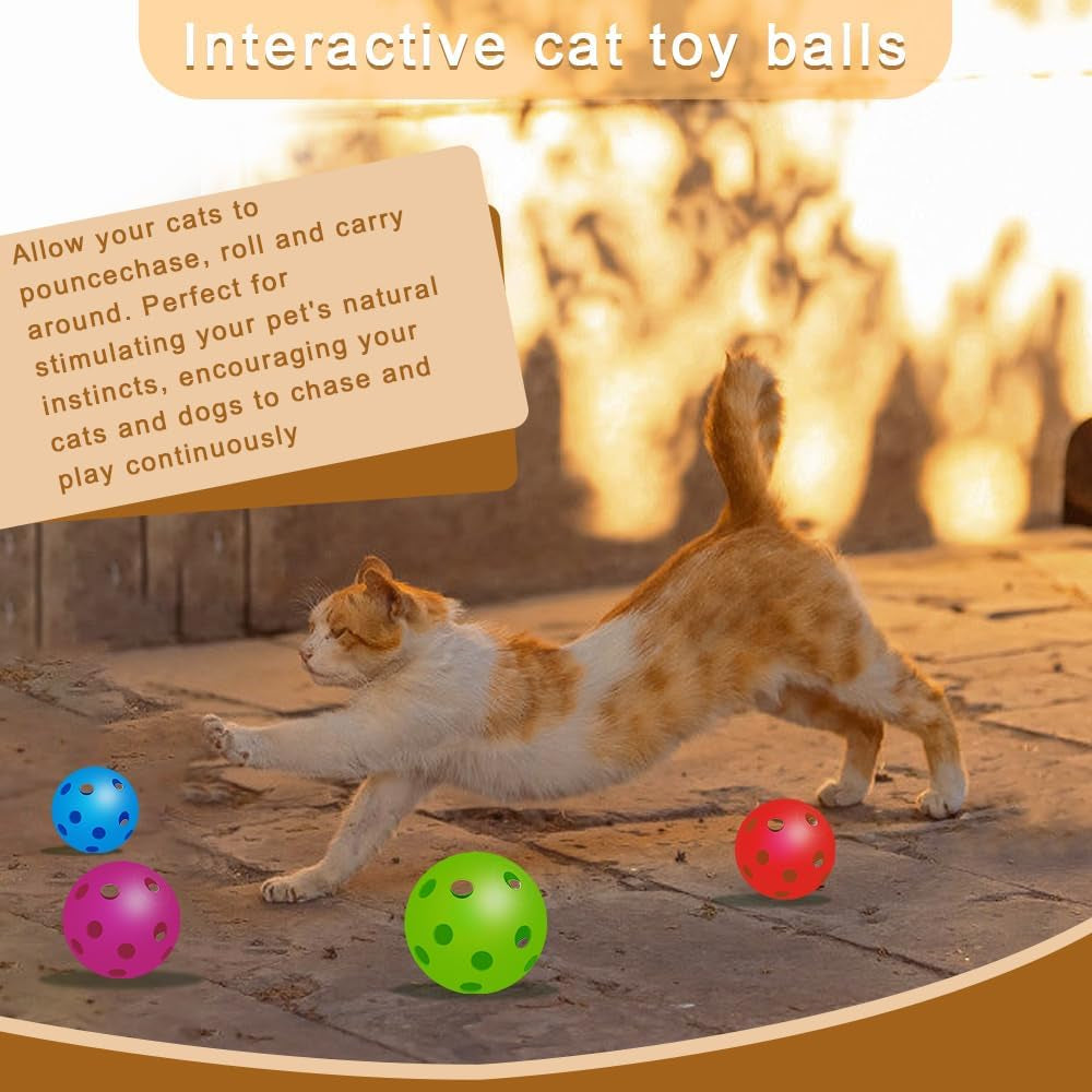 12PCS Cat Ball Toy, Plastic Cat Balls Kitten Toys Cat Toy Ball for Indoor Cats Playing Chasing Toy, Cat Toy Balls Interactive Cat Toy Mixed Colors (42Mm)