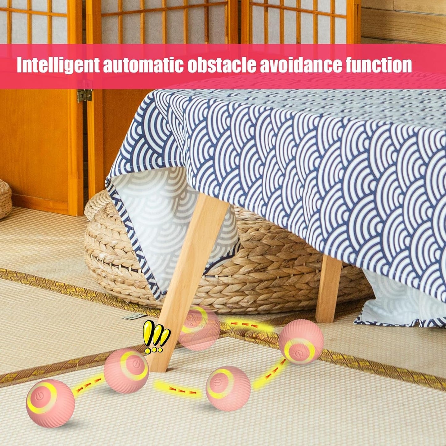 2Pcs Interactive Cat Toy Ball under Mat, 2 in 1 Automatic Guitar Cat Game Pink Kitten Exercise Toy Cover Interesting Birthday Gift for Indoor Playing Hunting Kitty Hide and Seek