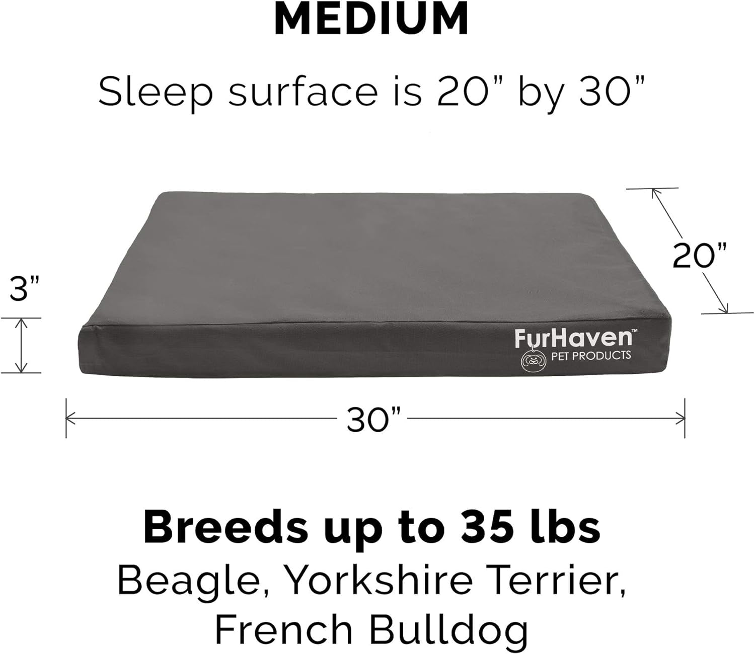 Furhaven Replacement Dog Bed Cover Water-Resistant Indoor/Outdoor Logo Print Oxford Polycanvas Mattress, Washable - Stone Gray, Medium