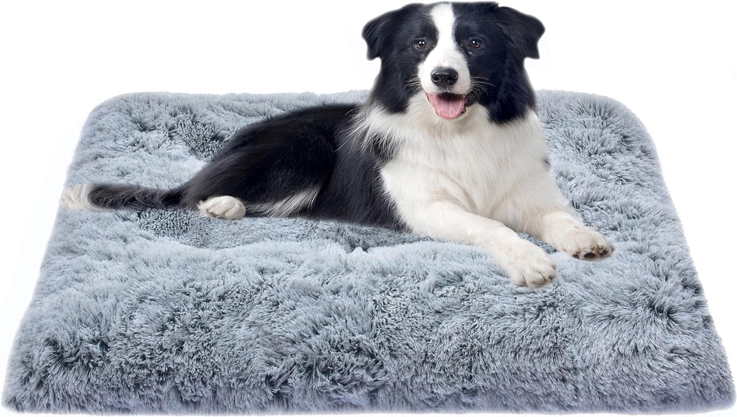 Dog Bed for Medium, Small Dogs Breeds,Soft and Comfortable Dog Bed Mats, Washable Plush Dog Cage Mat,Deluxe Plush Anti-Slip Pet Beds Mats, Fulffy Kennel Pad