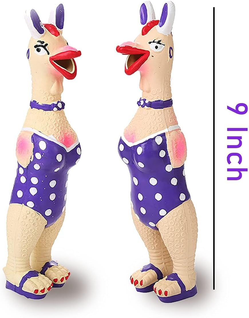 2 Pack Screaming Rubber Chicken Dog Squeaky Toy, Latex Chew Molar Dog Toy (Rabbit Chicken)