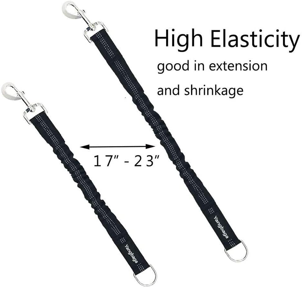 Yangbaga Dog Leash Extender, Shock Absorber Bungee Leash Attachment, Durable Nylon Dog Tie Out Leash Extension with Stainless Steel Swivel Clips (Black, 17''-23’’)