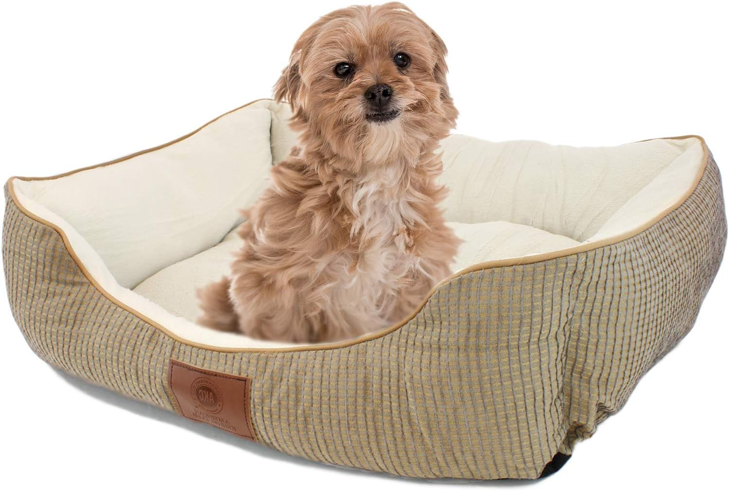 American Kennel Club Small Black Dog Bed, Solid Weave Cuddler, AKC Pet Cuddler, 26"