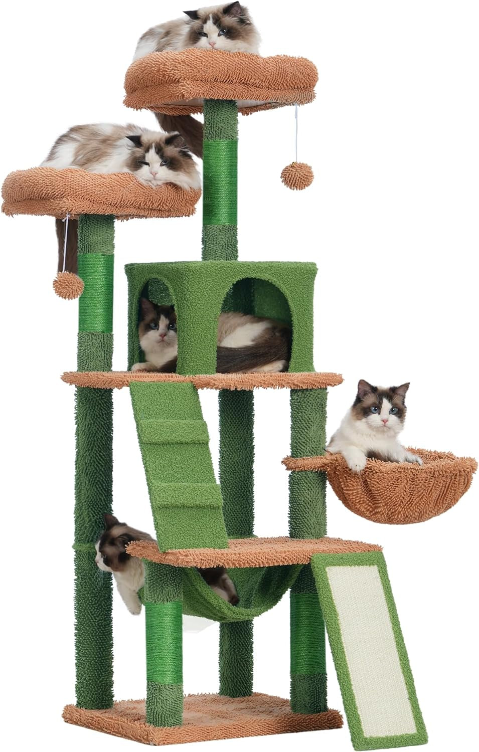 Heybly Cat Tree, Cat Tower for Indoor Cats,Multi-Level Cat Furniture Condo for Cats with Padded Plush Perch, Cozy Basket and Scratching Board Light Gray HCT014W