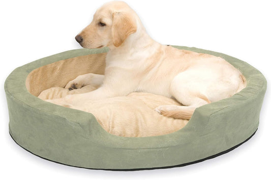 K&H Pet Products Thermo-Snuggly Sleeper Heated Pet Bed Large 31 X 24 X 5 Inches Sage/Tan