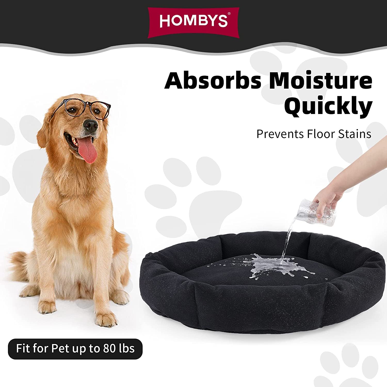 HOMBYS Chew Proof Dog Bed, Indestructible Dog Bed for Aggressive Chewers, round Durable Tough Pet Bed, Black Waterproof Orthopedic Dog Pillow Bed for Small Dog/Cat,20”X24”X5”,Machine Washable