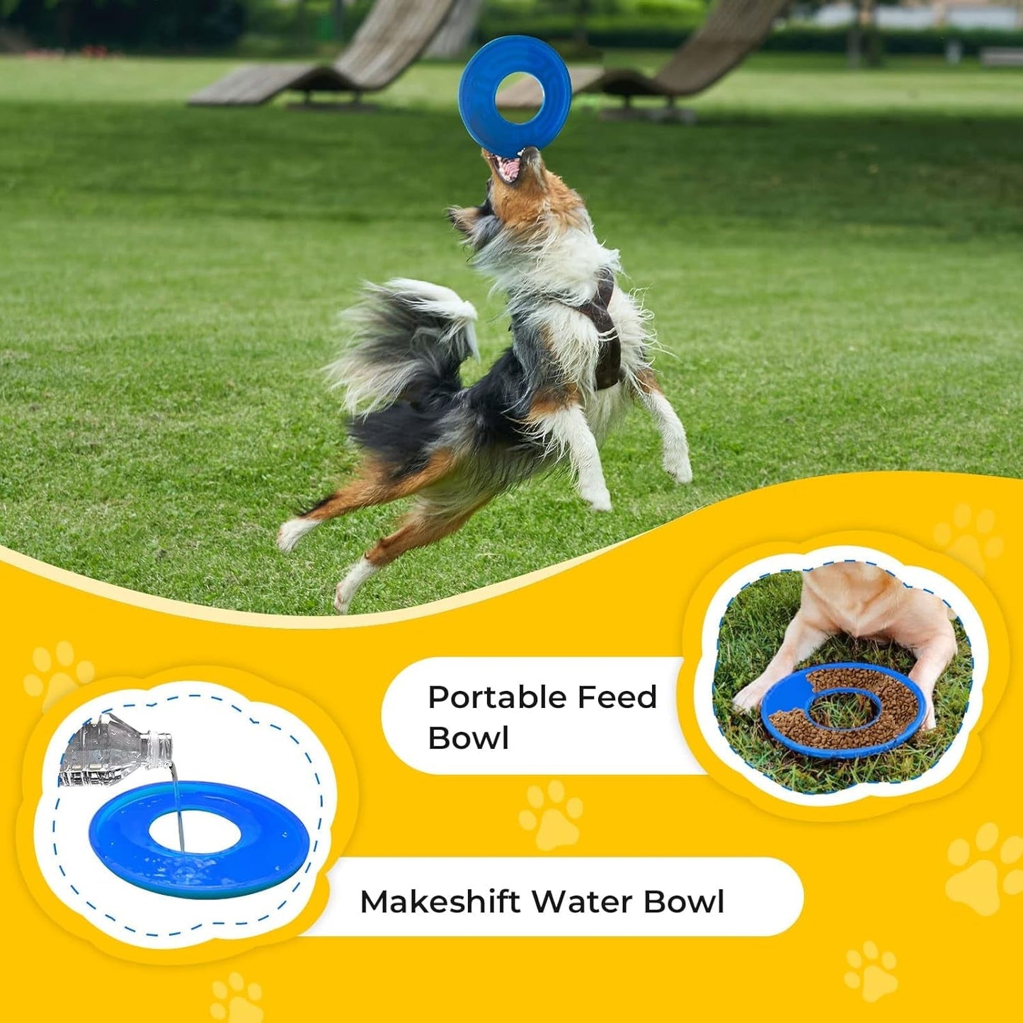 2 Packs Dog Toy Flying Disc, Pet Training Rubber Flying Toy Golf Saucer Fetch, Floating Water Dog Toy for Small, Medium, or Large Dogs Outdoor Flight, Blue