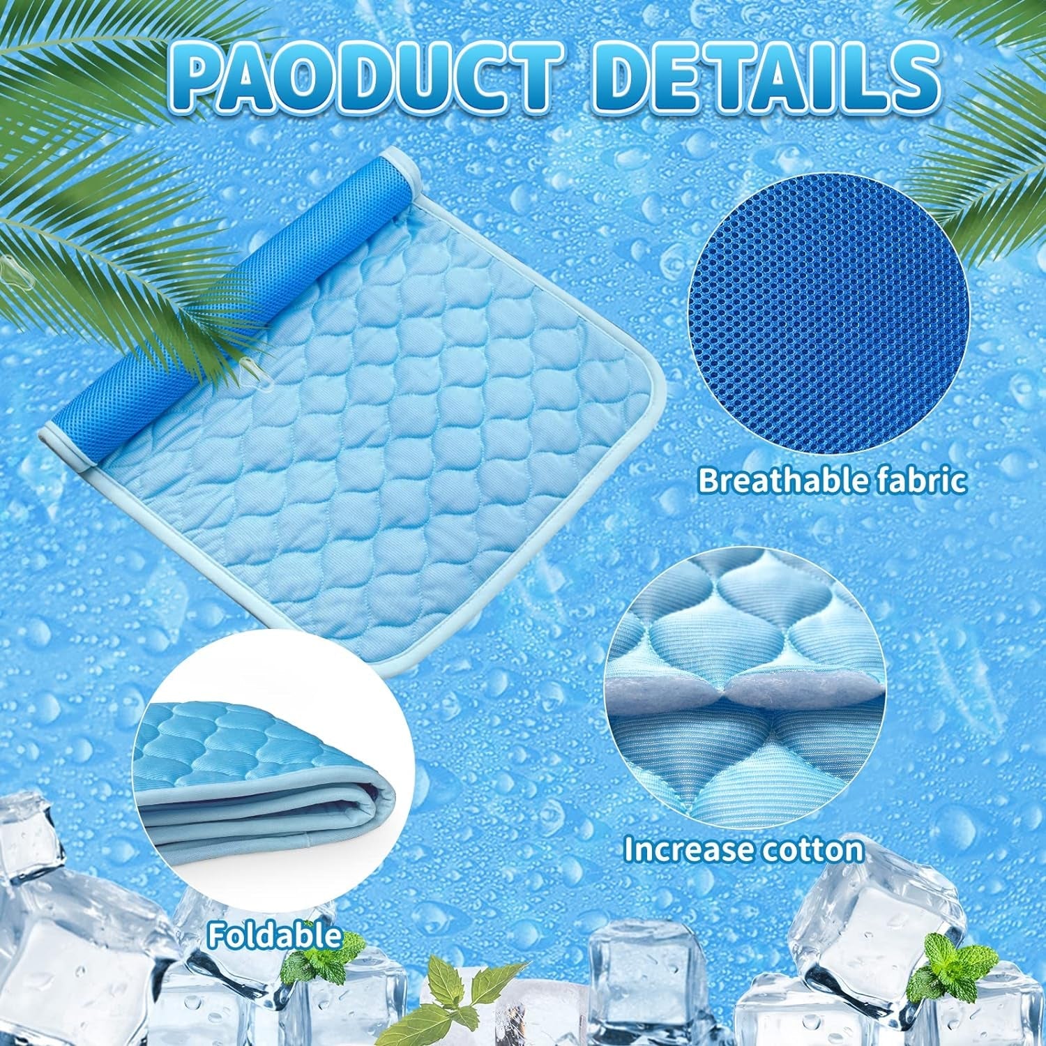 Dog Cooling Mat - Self Cooling Mat for Small Medium Large Dogs,Easy Washable,Water Absorption Top,Materials Safe,