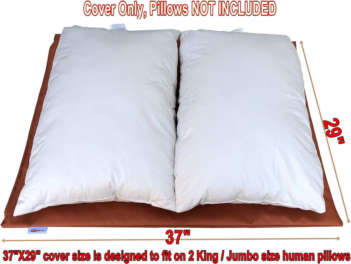 Do It Yourself DIY Pet Bed Pillow Duvet Waterproof Cover for Dog or Cat in Medium 37"X29" Vibrant Rust Color - Cover Only