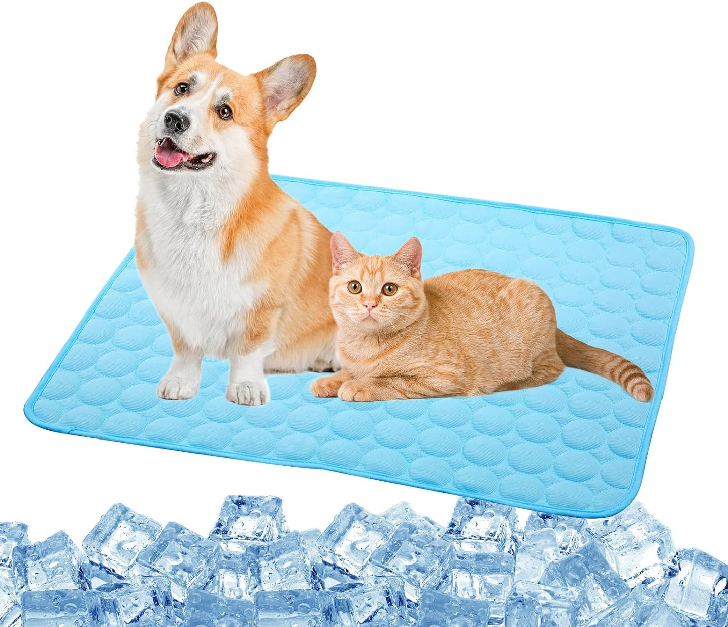 Dog Cooling Mat, Cooling Mat for Dogs Cats, Pet Reusable Bed Mat, Washable Ice Silk Mat, Self Cooling Sleeping Kennel Pad