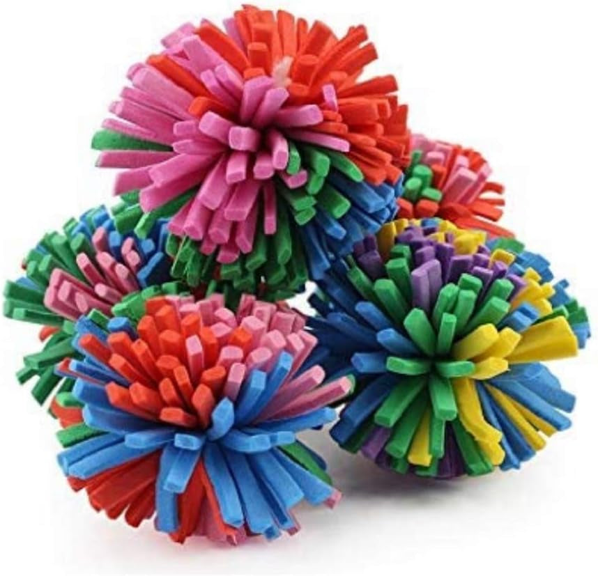 10PCS 1.6" Funny Colorful EVA Flower Ball Foam Cat Toy Ball Cat Kitten Catch/Chase/Play Ball, Random Color