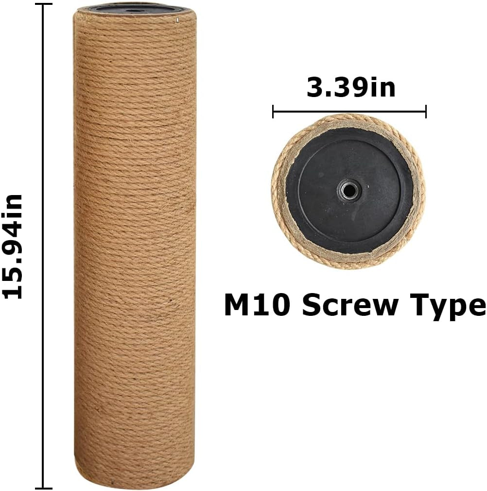 M8 M10 15.94*3.39Inch Cat Scratching Post Replacement for Indoor Cats,Spare Scratch Posts for Cat Tree, Cat Scratcher Refills Parts (M10/Bold Posts/2 Pcs) 101