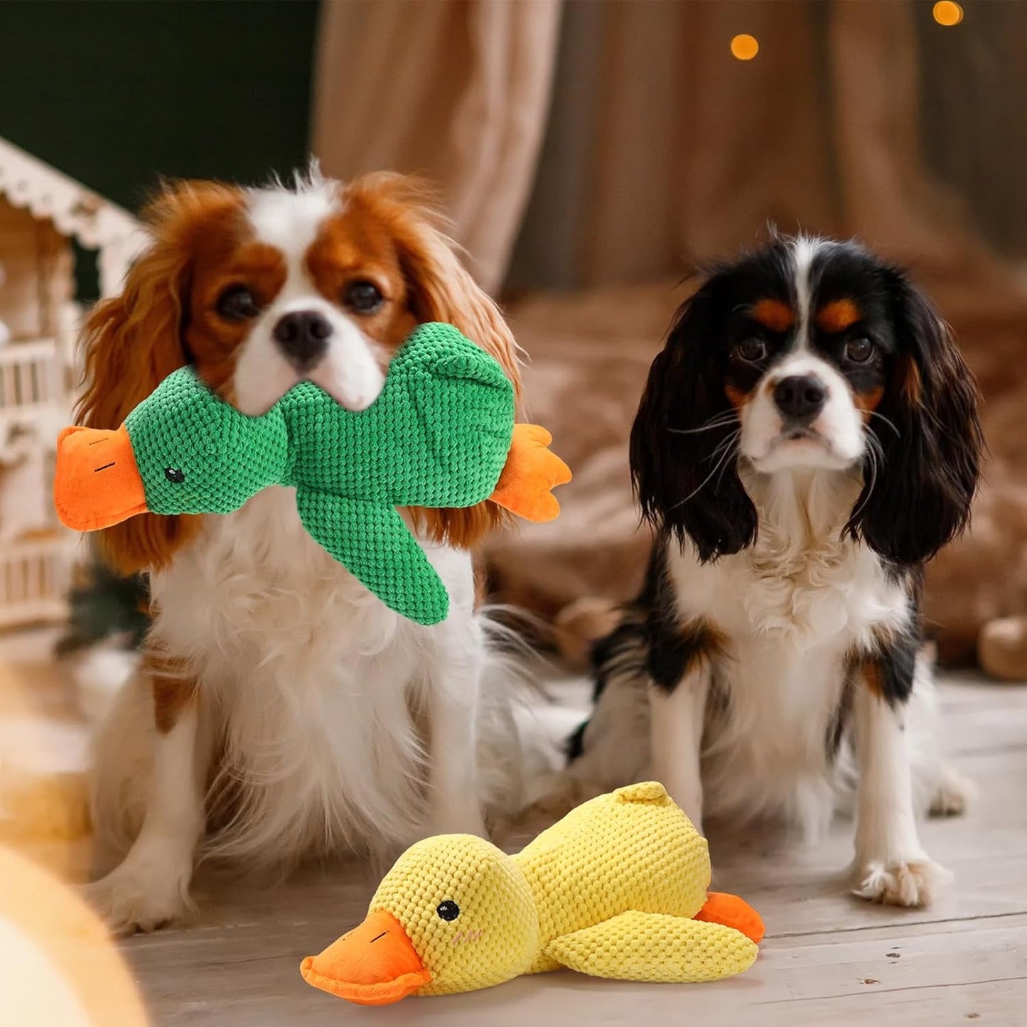 2 Pcs Squeaky Dog Toys, Duck Soft Plush Dog Toys for Aggressive Chewer, Tough Plush Dog Toys for Large Dogs, Crinkle Interactive Puppy Dog Toys for Small Medium Dogs