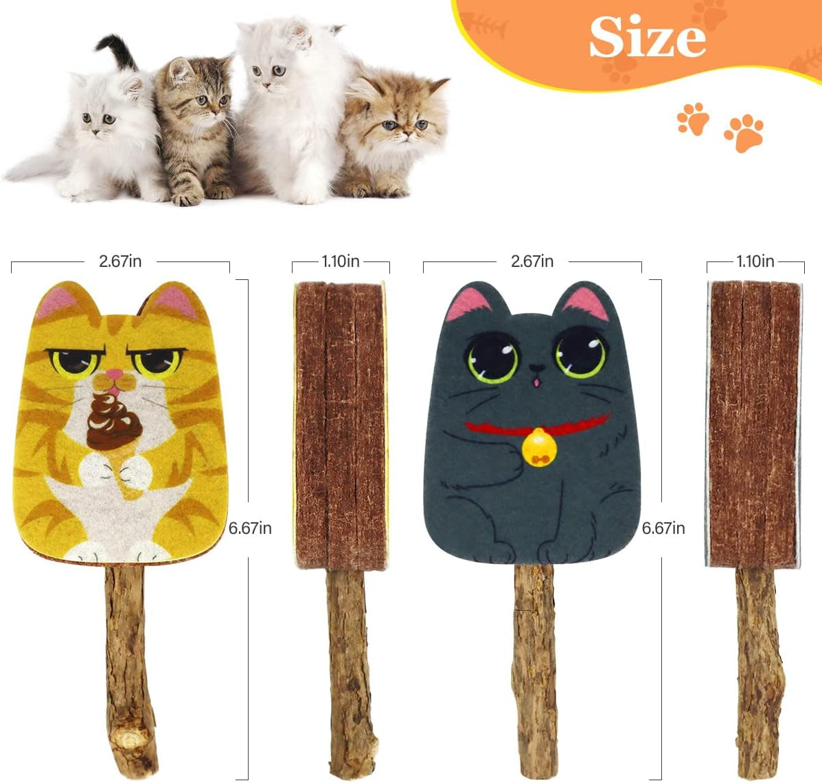 2-Piece Wool Felt Cat Toys with Silvervine Stick for Indoor Cats,Catnip Toys Cat Teeth Cleaning & Scratching Toys